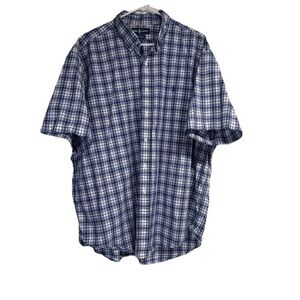 Ralph Lauren Blake Shirt Men’s 2XL Blue White Plaid Short Sleeve Button Pony